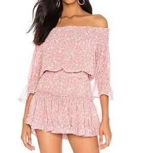 Misa Los Angeles Pink Off the Shoulder Dress